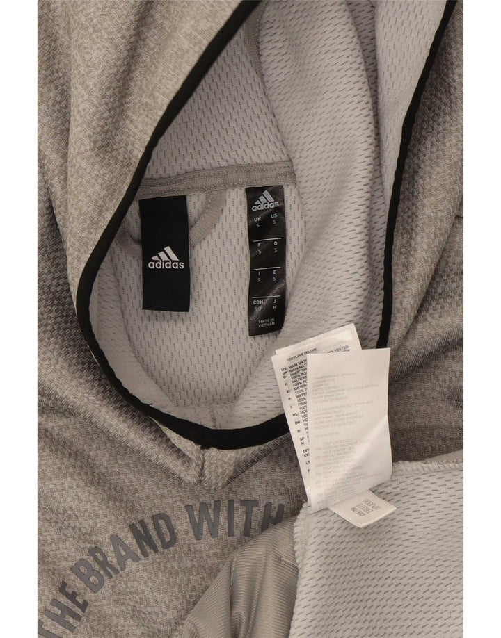 Męska bluza z kapturem Adidas z grafiką, mała, szara, z poliestru