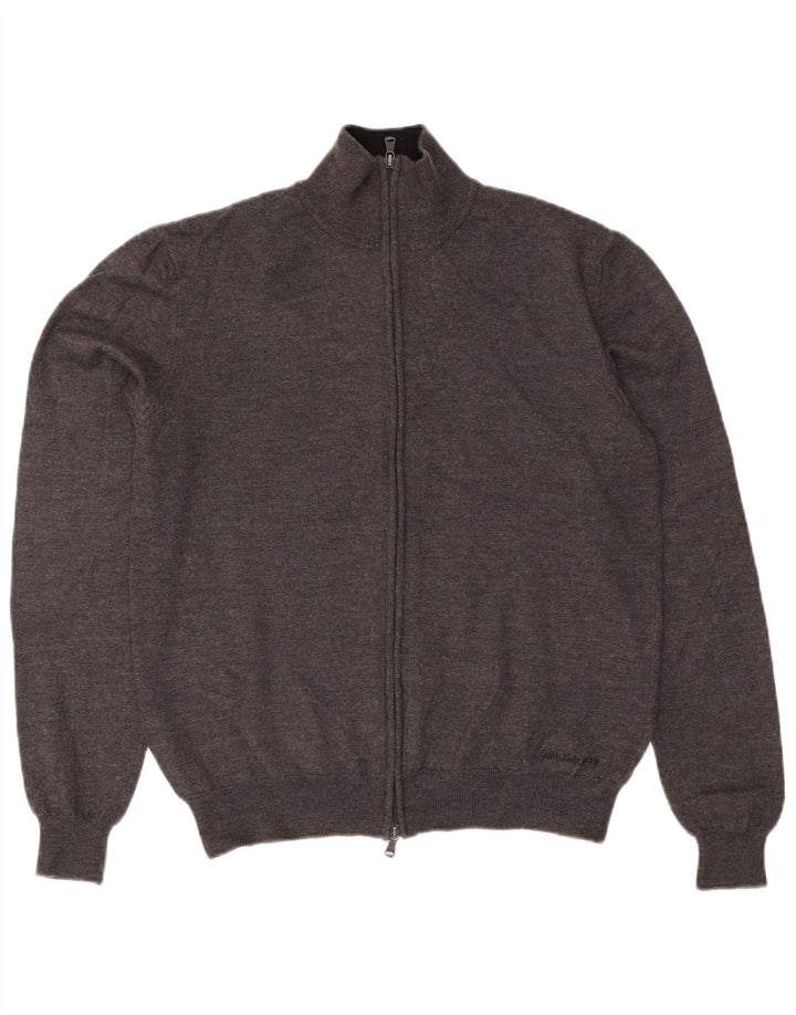 Męski sweter rozpinany Calvin Klein Jeans Średni szary wełniany