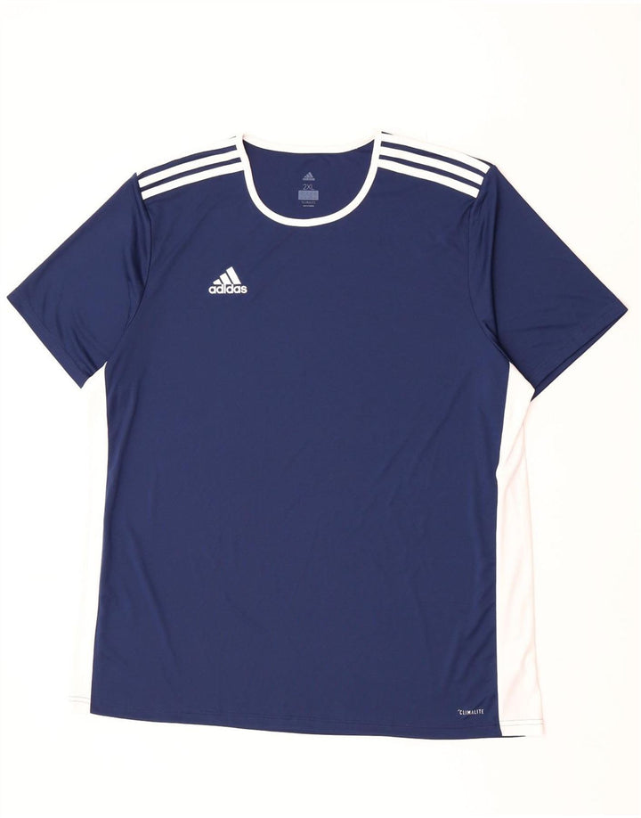 Adidas Męska koszulka Climalite Top 2XL Granatowy poliester z blokami kolorów