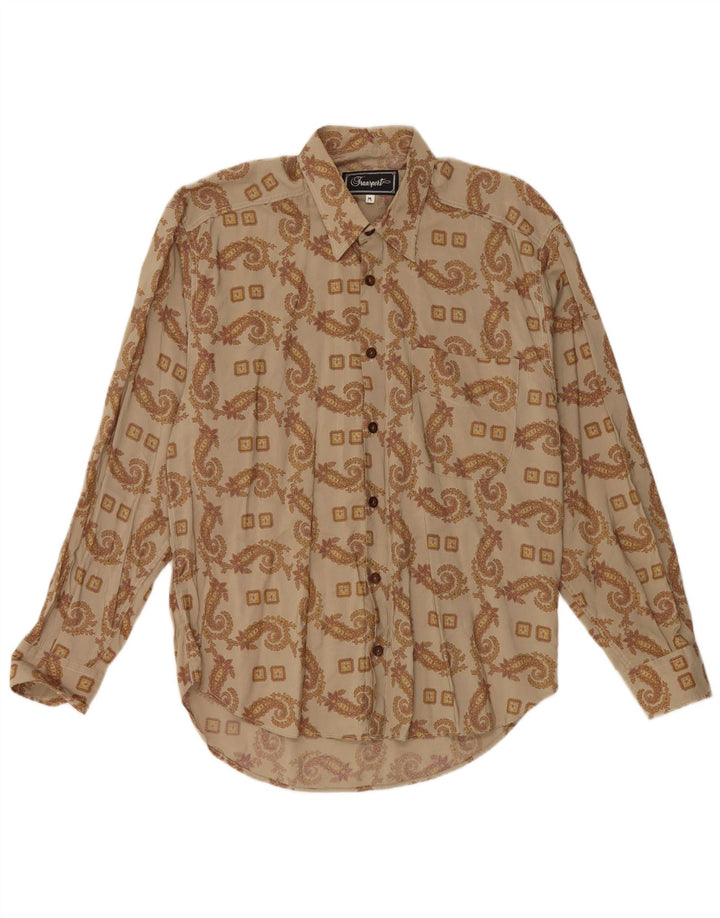 Koszula męska w stylu vintage, średnia khaki, paisley