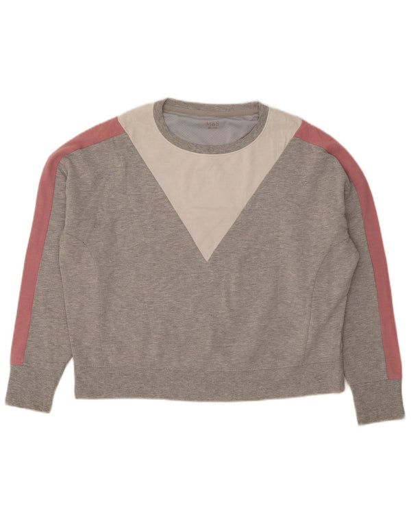 Damska bluza Marks & Spencer Crop, UK 12, średnioszara, z blokami kolorów
