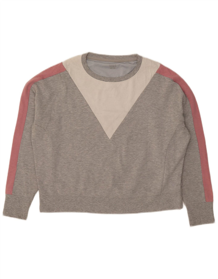 Damska bluza Marks & Spencer Crop, UK 12, średnioszara, z blokami kolorów