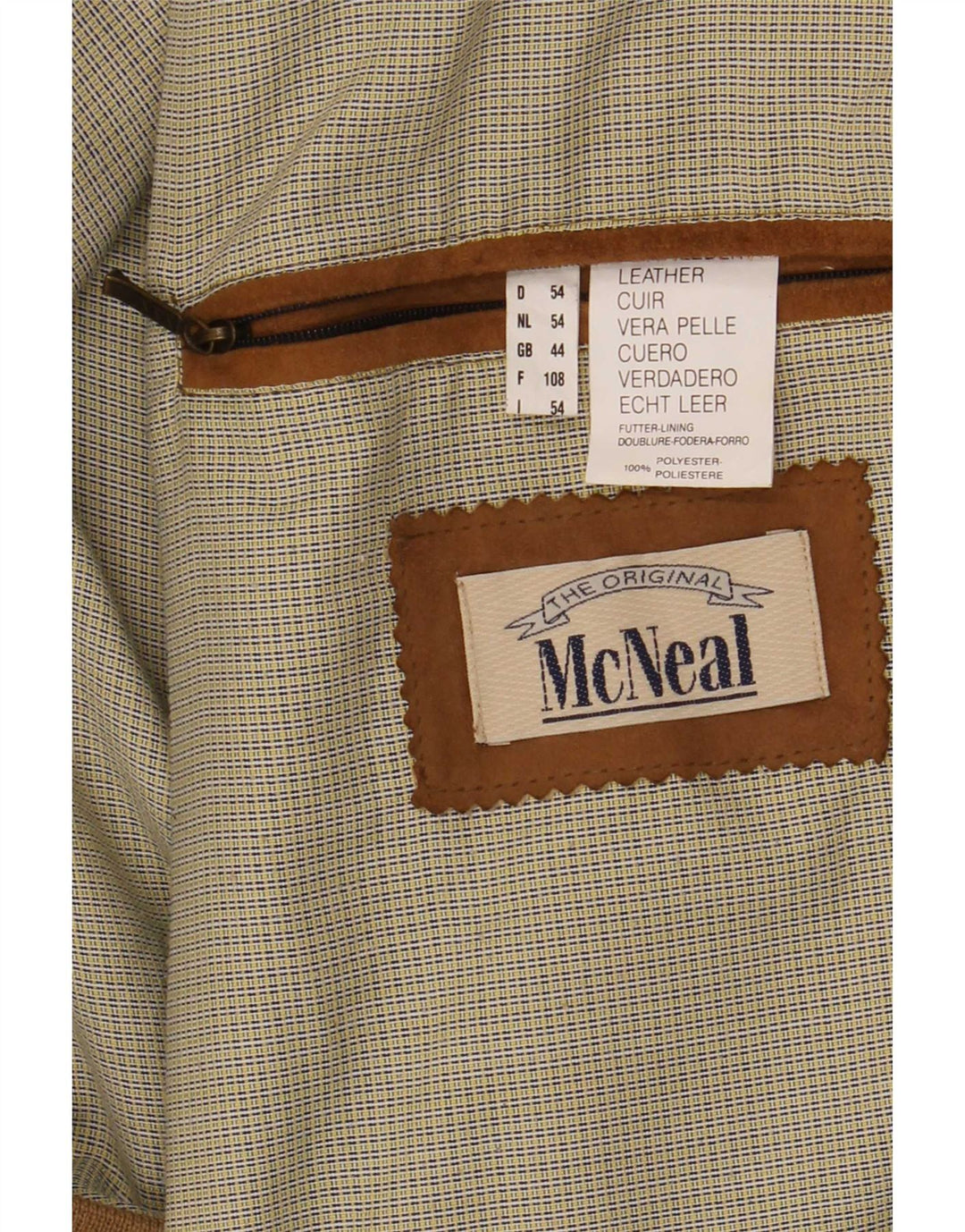 Męska zamszowa kurtka bomber McNeal UK 44 2XL Beżowa skóra