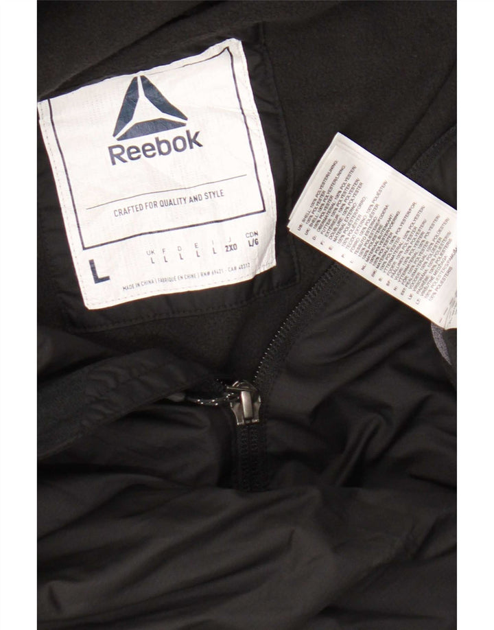 Męska bluza dresowa z kapturem Reebok, duża, czarna, poliestrowa