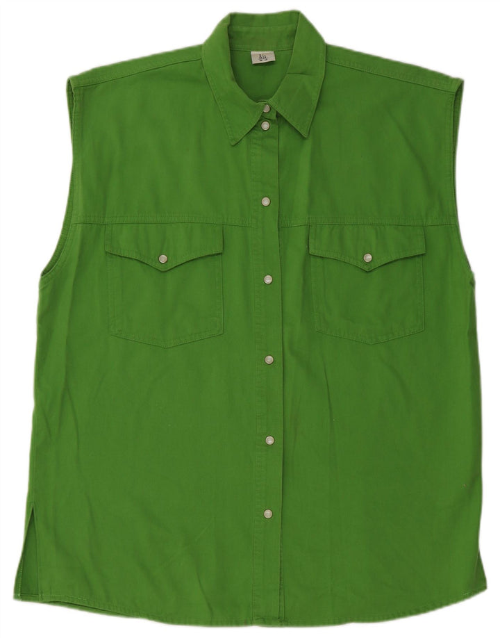 Vintage damska koszula oversize bez rękawów EU 40, średnia zielona bawełna