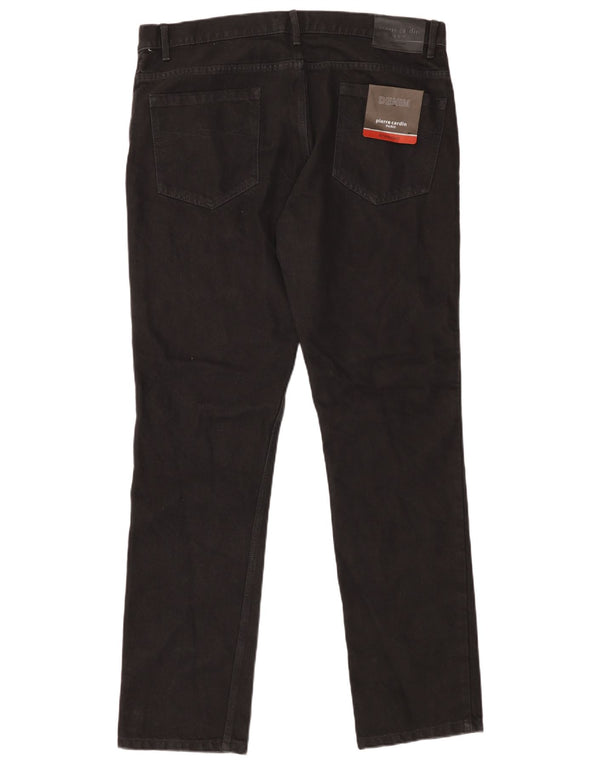 PIERRE CARDIN Męskie proste dżinsy Paris W38 L34 Czarna bawełna