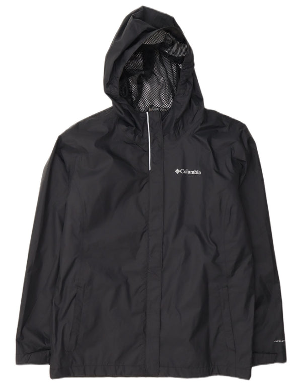 Dziewczęca kurtka przeciwdeszczowa z kapturem Omni-Tech Columbia 15-16 lat XL, granatowa, nylonowa