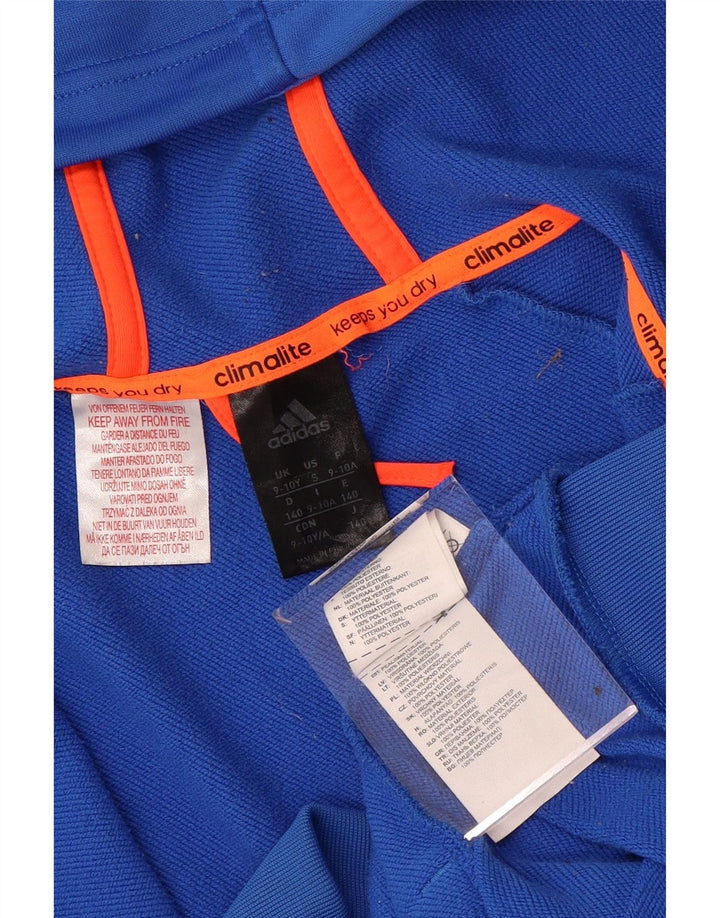 Chłopięcy sweter ADIDAS Climalite z kapturem i zamkiem, 9-10 lat, niebieski, z blokami kolorów
