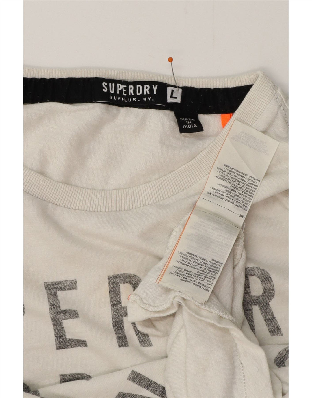 SUPERDRY Męski graficzny top z długim rękawem, duży, biały, bawełniany