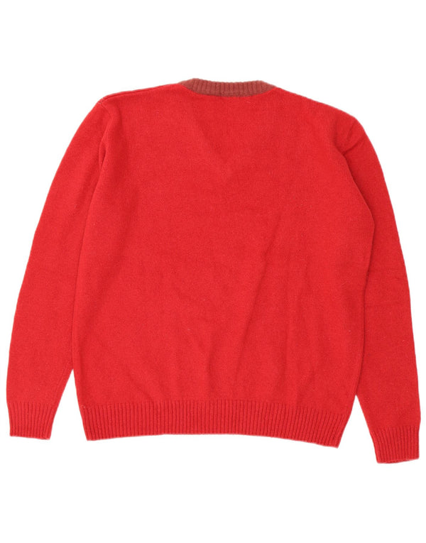 Sweter damski CARRERA z dekoltem w kształcie litery V, UK 14, średnia czerwona wełna