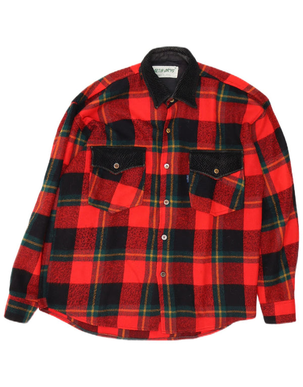 Vintage męska koszula flanelowa XL w czerwoną kratę
