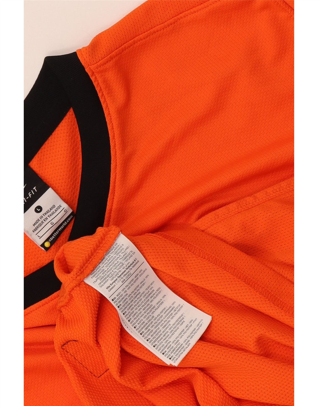 Męska koszulka Nike Dri Fit z długim rękawem, duża, pomarańczowa, poliestrowa z blokami kolorów