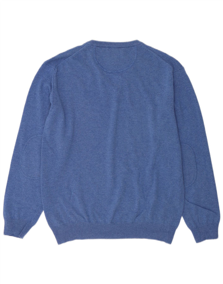 Gant Mens V-Neck Jumper Sweater 2XL Blue Wool