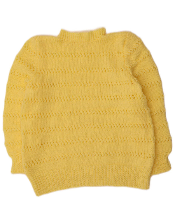 Sweter damski w stylu vintage z golfem UK 14, duży, żółty