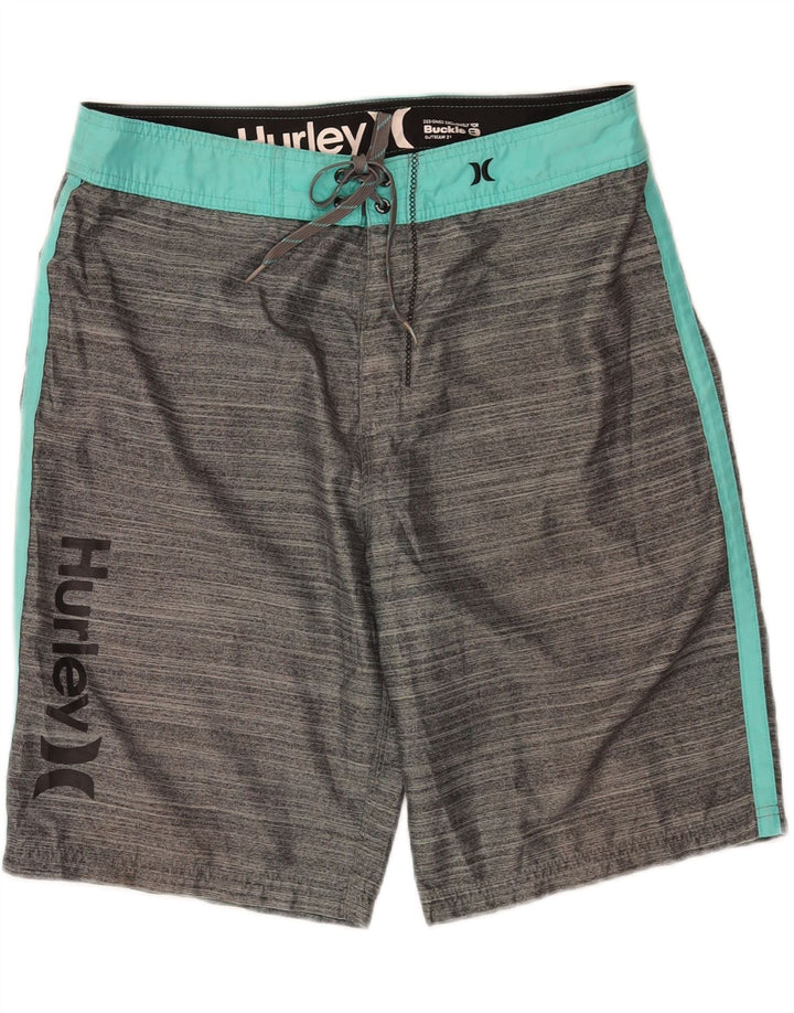 Męskie spodenki kąpielowe Hurley Graphic, duże, szare, z blokami kolorów