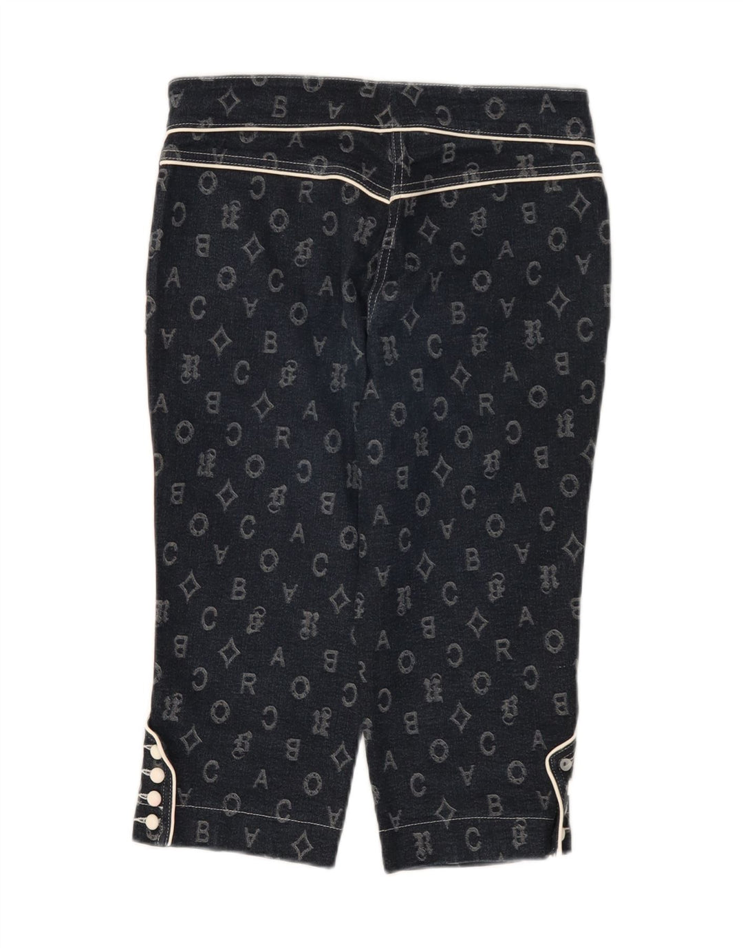 Spodnie Capri Damskie Roccobarocco IT 42 Medium W28 L17 Granatowe Geometryczne