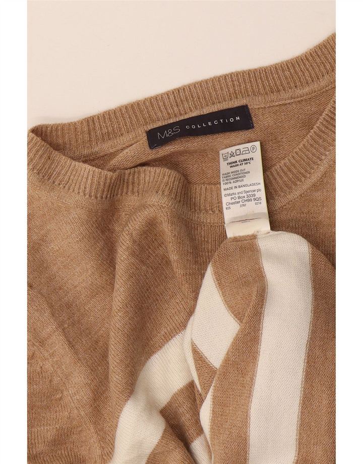Marks & Spencer Damski sweter z dekoltem w łódkę UK 12 w średnie beżowe paski