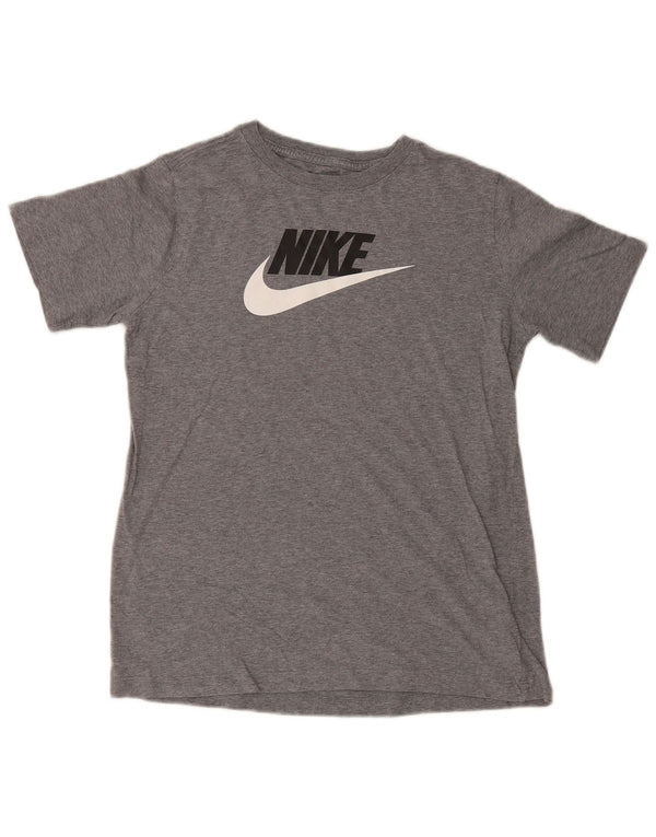 Chłopięcy T-shirt z grafiką Nike, 13-14 lat, XL, szara bawełna