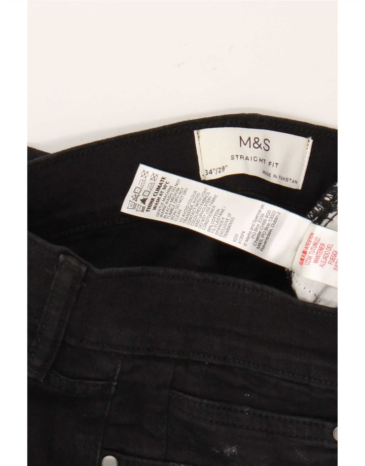 Marks & Spencer Męskie proste dżinsy W34 L29 Czarne bawełniane