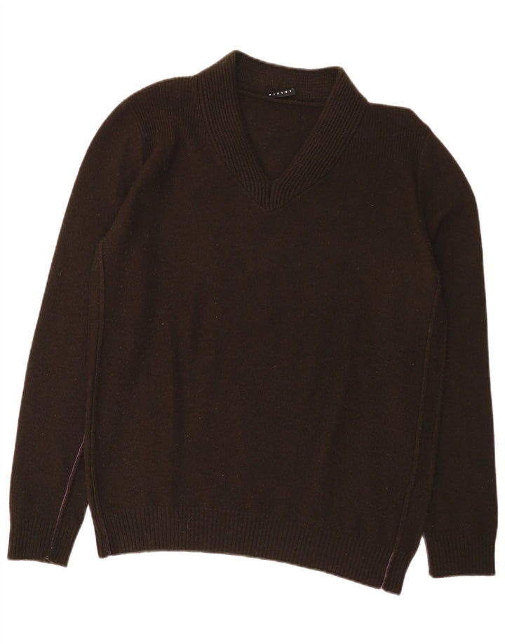 Sweter damski Sisley z dekoltem w kształcie litery V, UK 14, duży brązowy