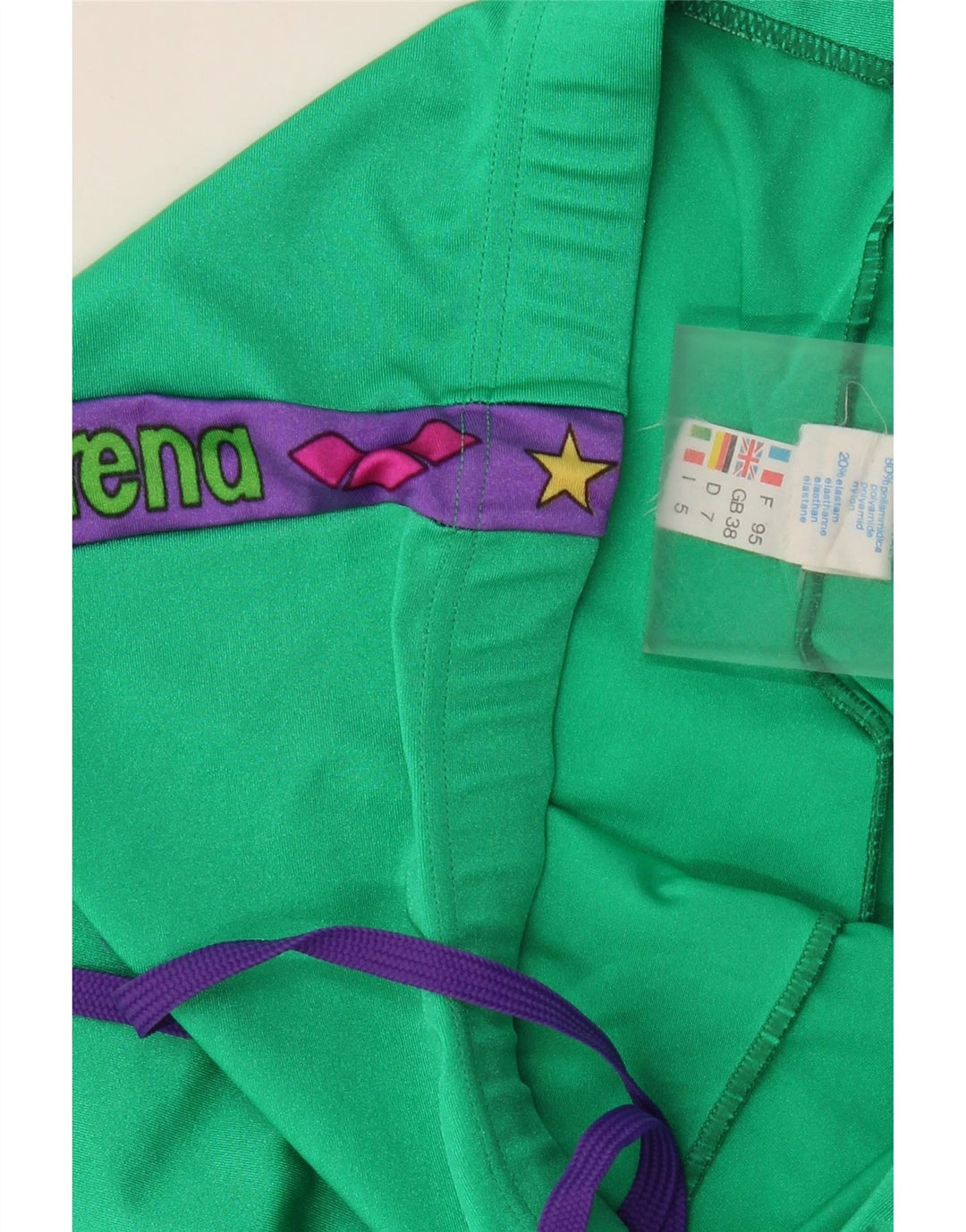 ARENA Mens Graphic Sport Shorts Small Green Colourblock Polyamide Vintage Arena and Second-Hand Arena from Messina Hembry 