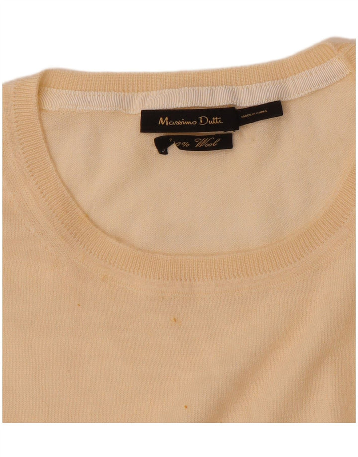 Sweter damski Massimo Dutti z okrągłym dekoltem UK 12, średni beż, wełna