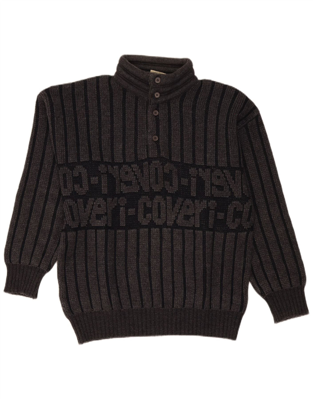 Męski sweter zapinany na guziki Enrico Coveri IT 50 w średnie szare paski