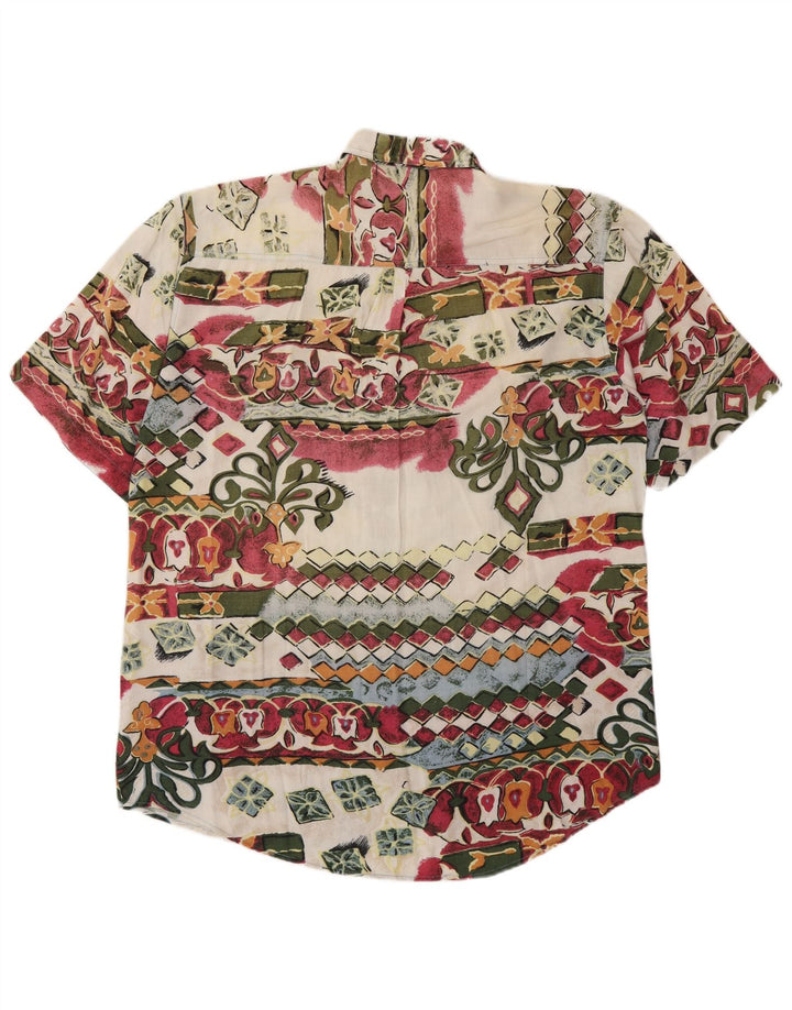 Męska koszula z krótkim rękawem w stylu vintage, abstrakcyjny wzór, duża, wielobarwna