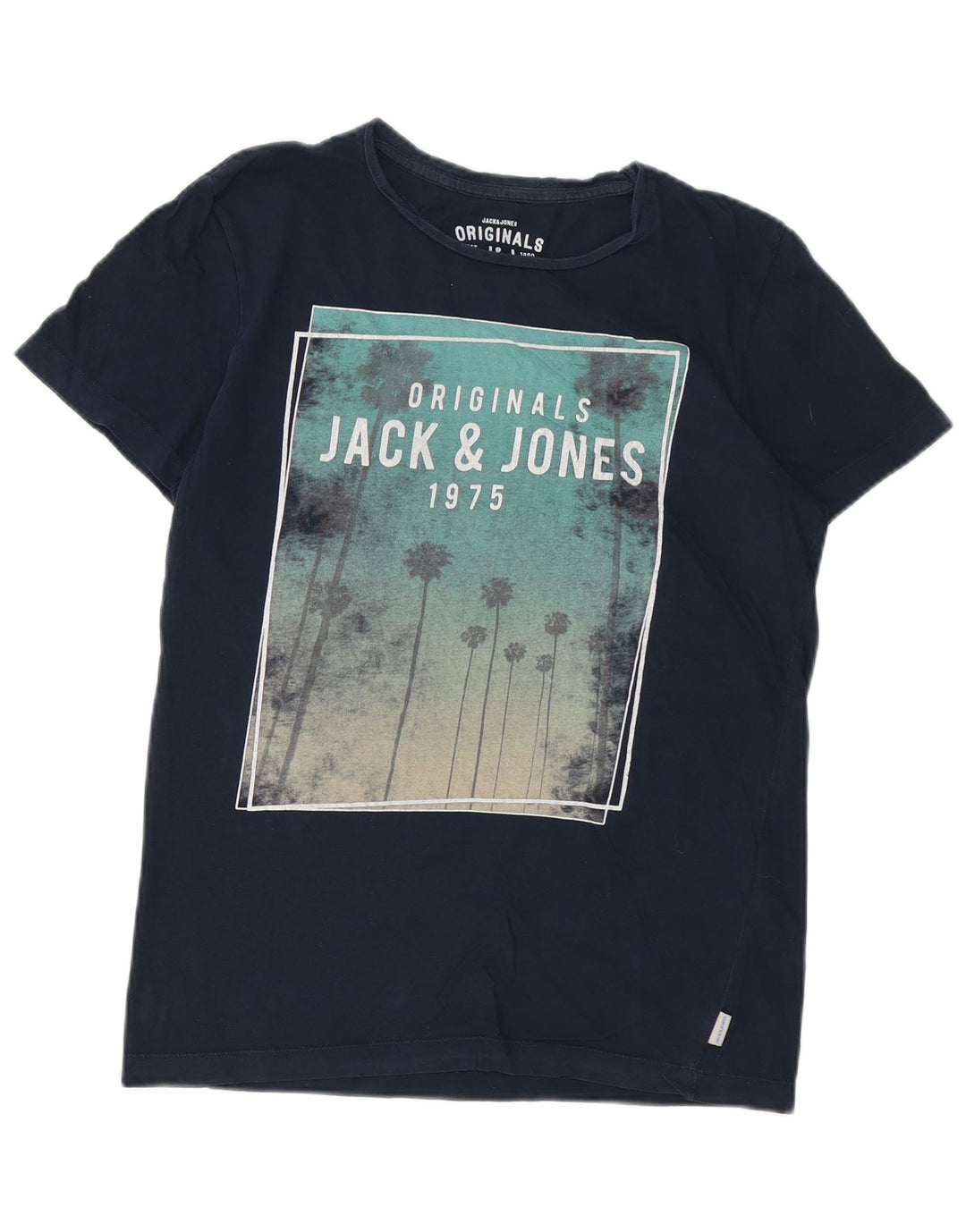 Męski T-shirt z grafiką Jack & Jones, średni, granatowy, bawełniany