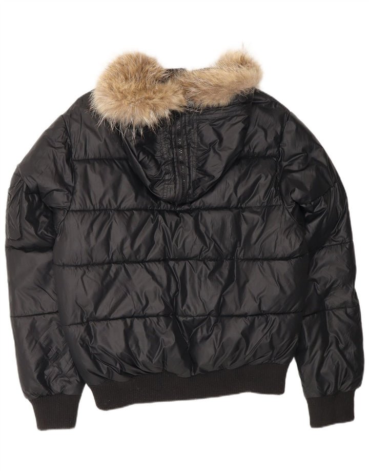 Damska ocieplana kurtka z kapturem PICKWICK UK 18 XL, czarny nylon