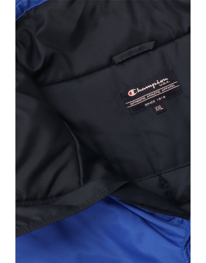CHAMPION Męski, luźny, ocieplany płaszcz z kapturem UK 44 2XL Niebieski poliamid