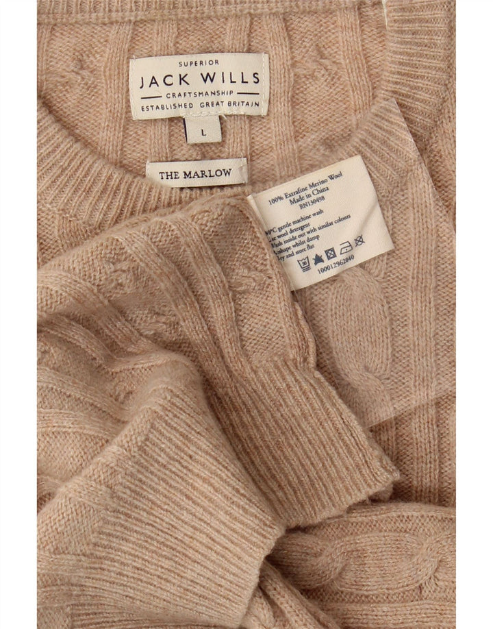 Męski sweter JACK WILLS The Marlow z okrągłym dekoltem, duży, beżowy