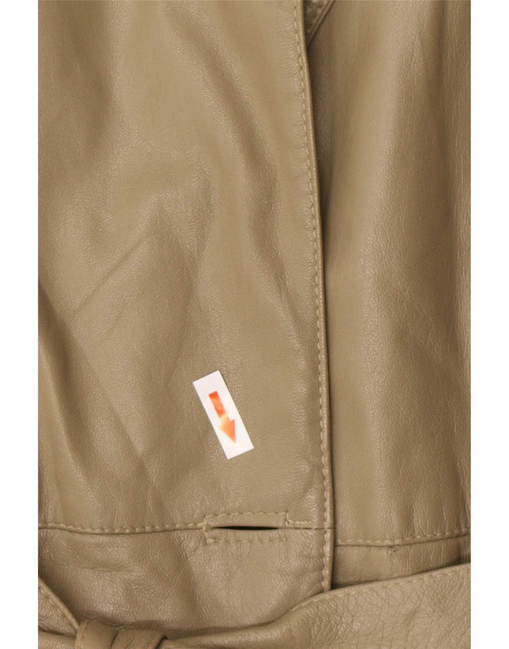 Vintage damska kurtka skórzana UK 16, duża, khaki