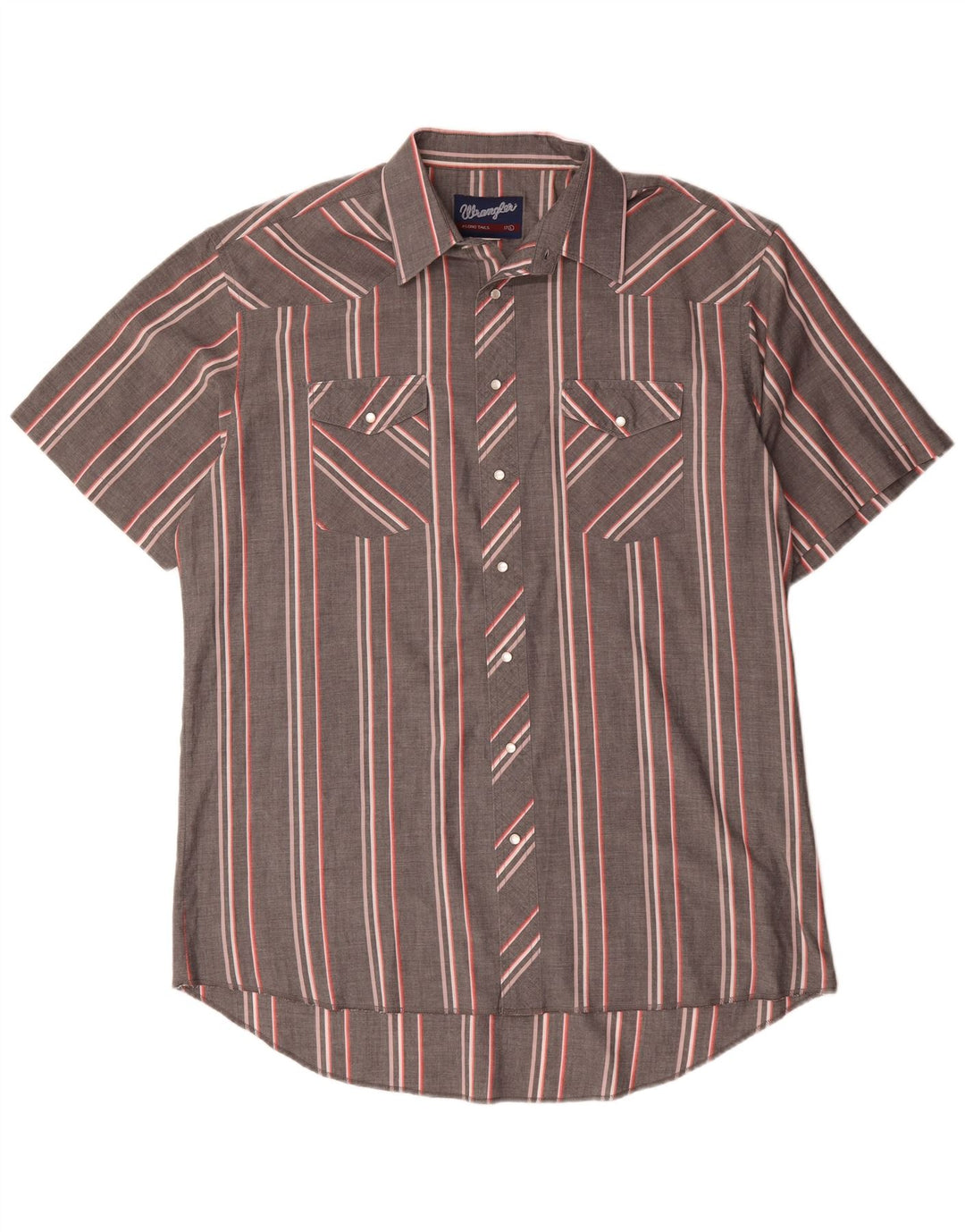 Męska koszula z krótkim rękawem Wrangler, rozmiar 17 XL, szare paski