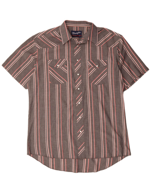 Męska koszula z krótkim rękawem Wrangler, rozmiar 17 XL, szare paski