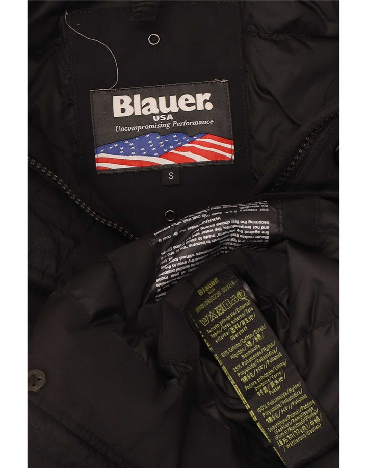Damska kurtka z kapturem, oversize, wyściełana Blauer UK 10, mała, czarna, bawełniana