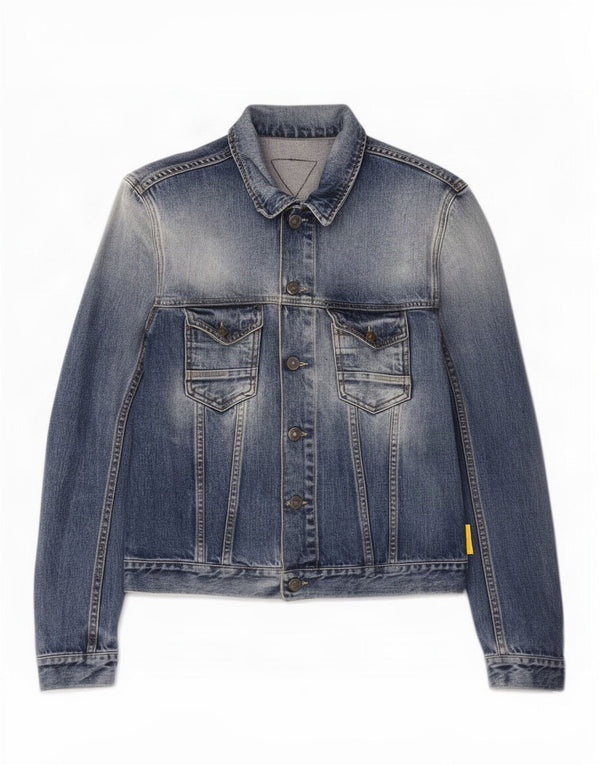 Meltin' Pot Womens Acid Wash Denim Jacket UK 14 Medium Blue Cotton