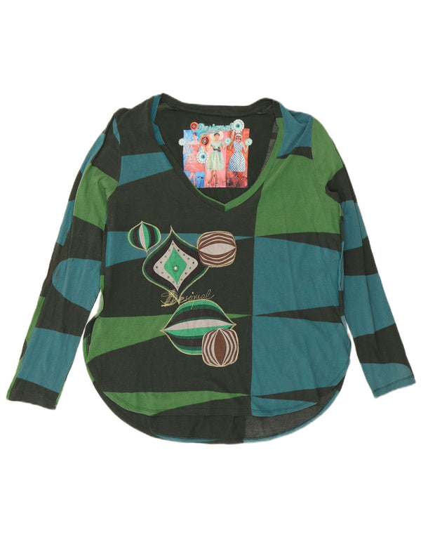 Damski graficzny top Desigual z długim rękawem UK 20 2XL wielokolorowy geometryczny