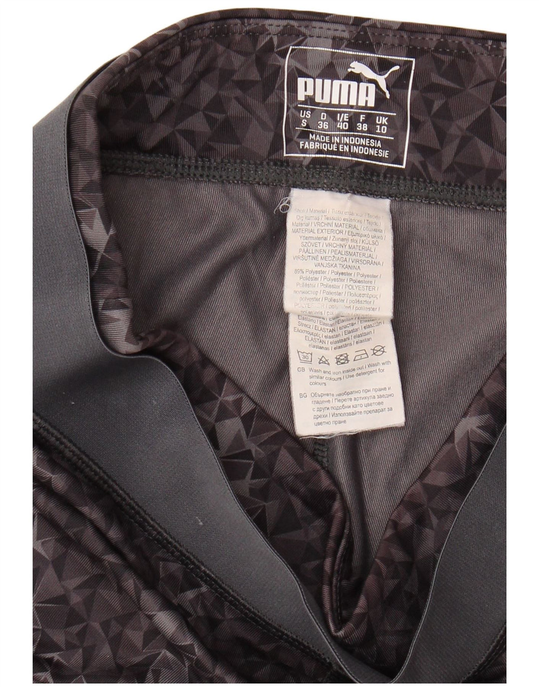 Damskie legginsy Capri PUMA UK 10 Małe, szare, geometryczne poliester