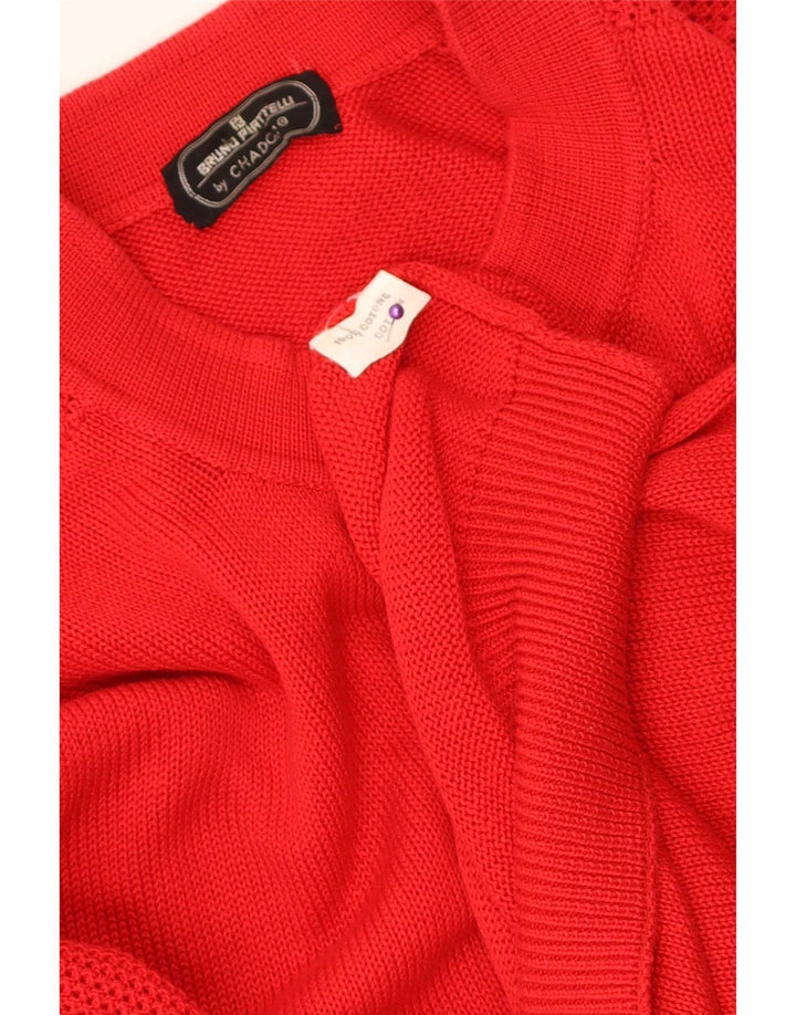 Vintage męski sweter rozpinany, duży, czerwony, bawełniany