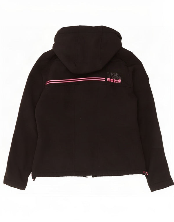 Damska kurtka wiatrówka z kapturem Superdry UK 12, średnia czarna