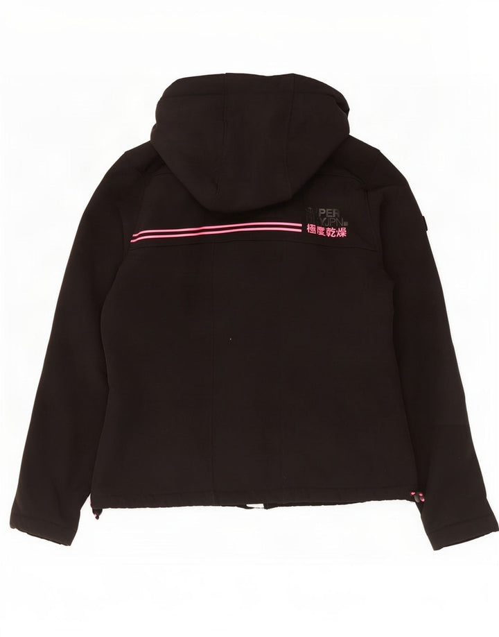 Damska kurtka wiatrówka z kapturem Superdry UK 12, średnia czarna