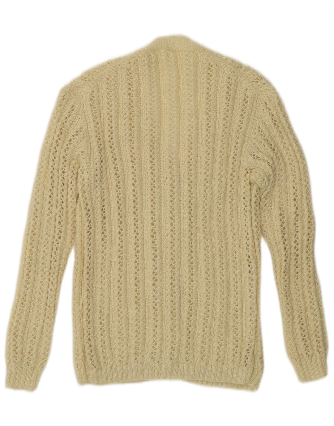 Sweter damski w stylu vintage na szydełku, UK 14, średni, w kolorze złamanej bieli