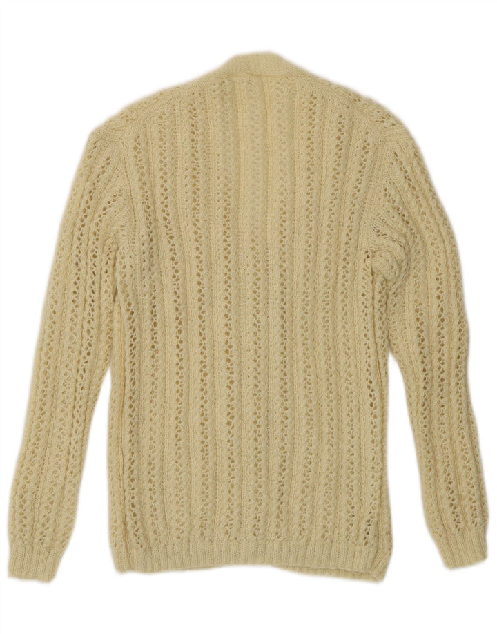 Sweter damski w stylu vintage na szydełku, UK 14, średni, w kolorze złamanej bieli