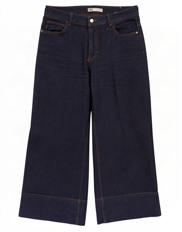 Damskie jeansy z szeroką nogawką Zara z wysokim stanem EU 40 Medium W30 L25 granatowe