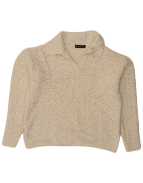 Marks & Spencer Damski sweter oversize z golfem UK 10, mały, biały