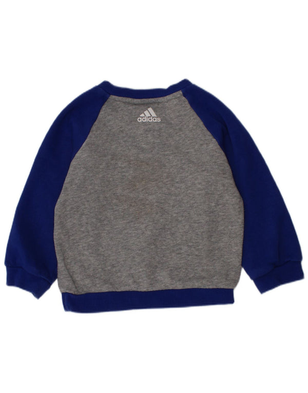 Bluza chłopięca Adidas Baby Graphic 9-12 miesięcy Szara, z blokami kolorów