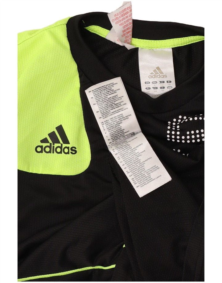 Chłopięca koszulka z grafiką Adidas Top 9-10 lat Czarny poliester z blokami kolorów