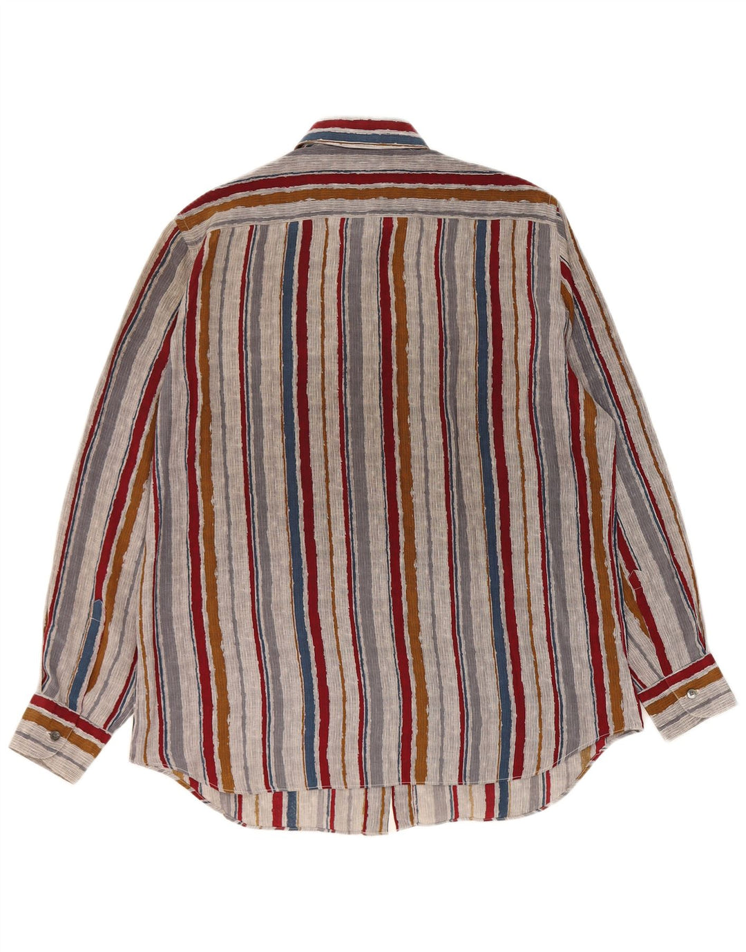 Koszula męska w stylu vintage, rozmiar 42, duża, wielobarwna, jedwabna w paski