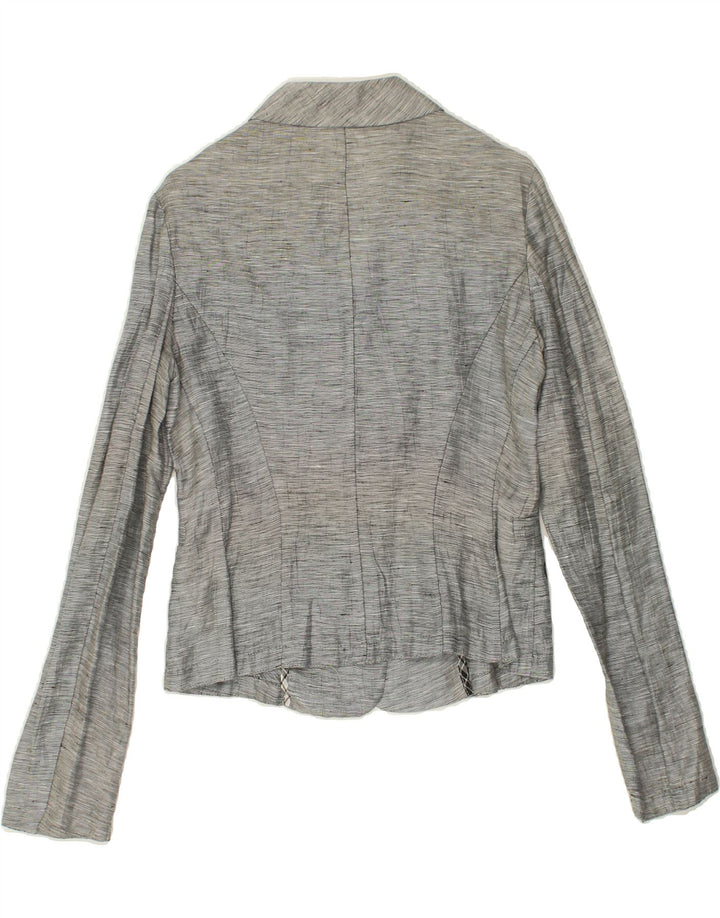 PIANURA STUDIO Womens Graphic 5 Button Blazer Jacket IT 44 Medium Grey Vintage Pianura Studio and Second-Hand Pianura Studio from Messina Hembry 